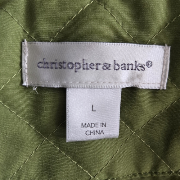 Christopher & Banks Women's Green Large Quilted Vest - Picture 3 of 5